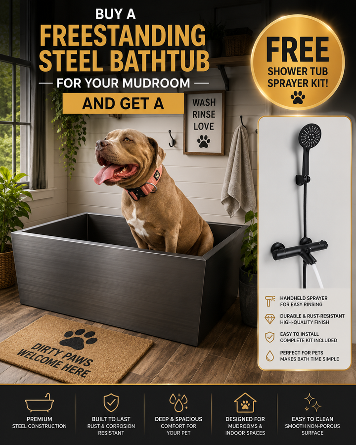 Black Pearl Grey Gun-Pet Dog Artisan made bathtub mudroom washing station 16 gauge commercial grade stainless steel
