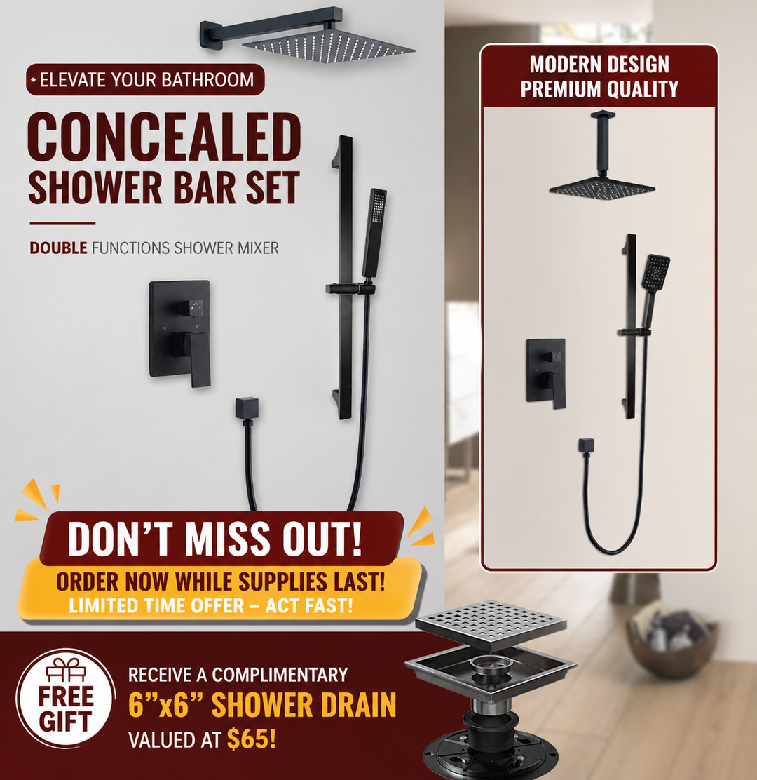CSA certified-Black matte Square12" Inch Rain Head 2 Way Diverter Function Shower Kit