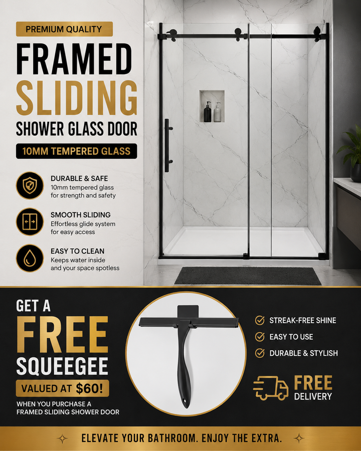 Black-SS05- Frameless slide roller clear tempered shower glass door-10mm size 60"x76"