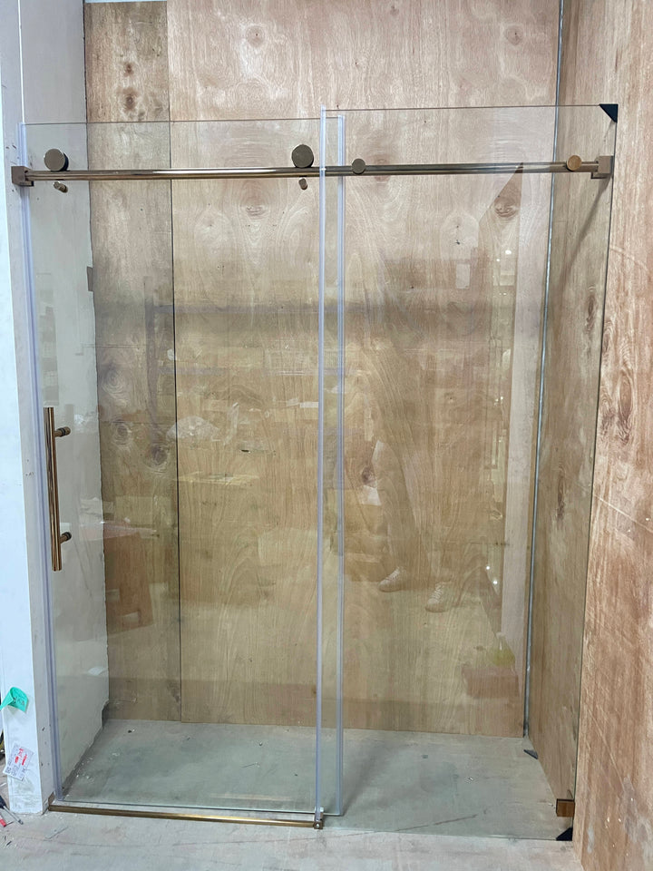 Rose gold polish frameless sliding shower glass door hardware kit 60" and 72" lenght-NO GLASS Included