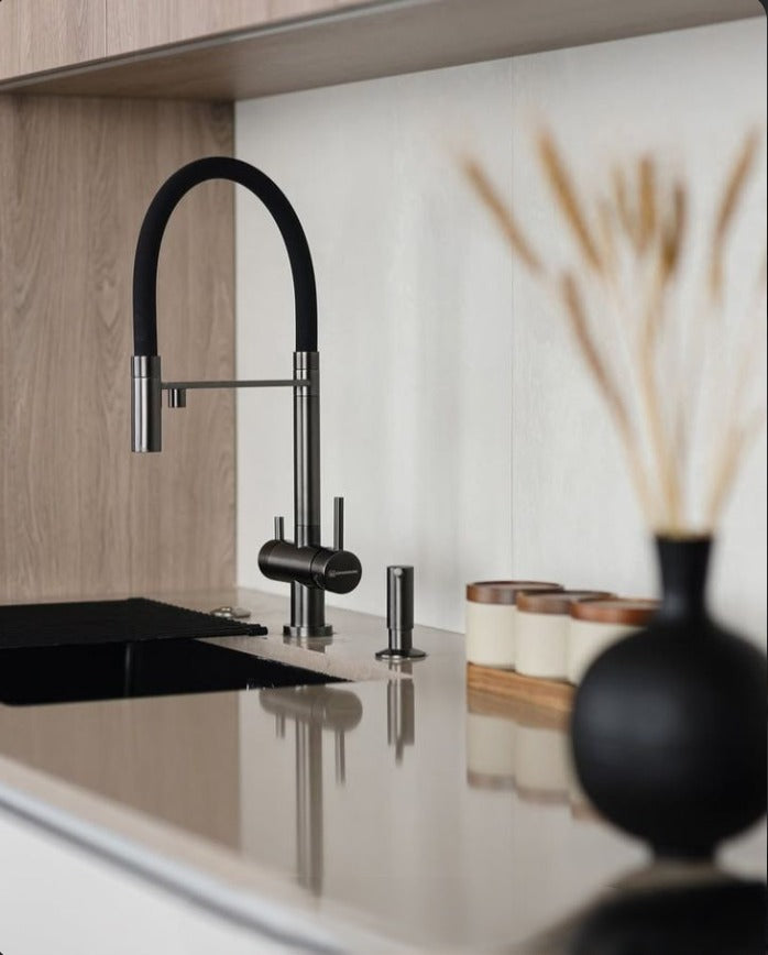 Brazilia Grey Gun 3 Way  Deck Mounted Kitchen Mixer Tap 360 Rotate Drinking Sink Tap Water Purification Tap Crane For Kitchen