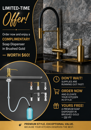 Brazilia 2.0 -Brushed Gold 3 Way  Deck Mounted Kitchen Mixer Tap 360 Rotate Drinking Sink Tap Water Purification Tap Crane For Kitche