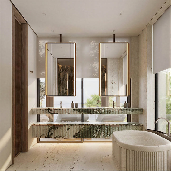 STACY-CUSTOM - IBIZA II Square Sharp Edge Ceiling Suspended LED Mirror