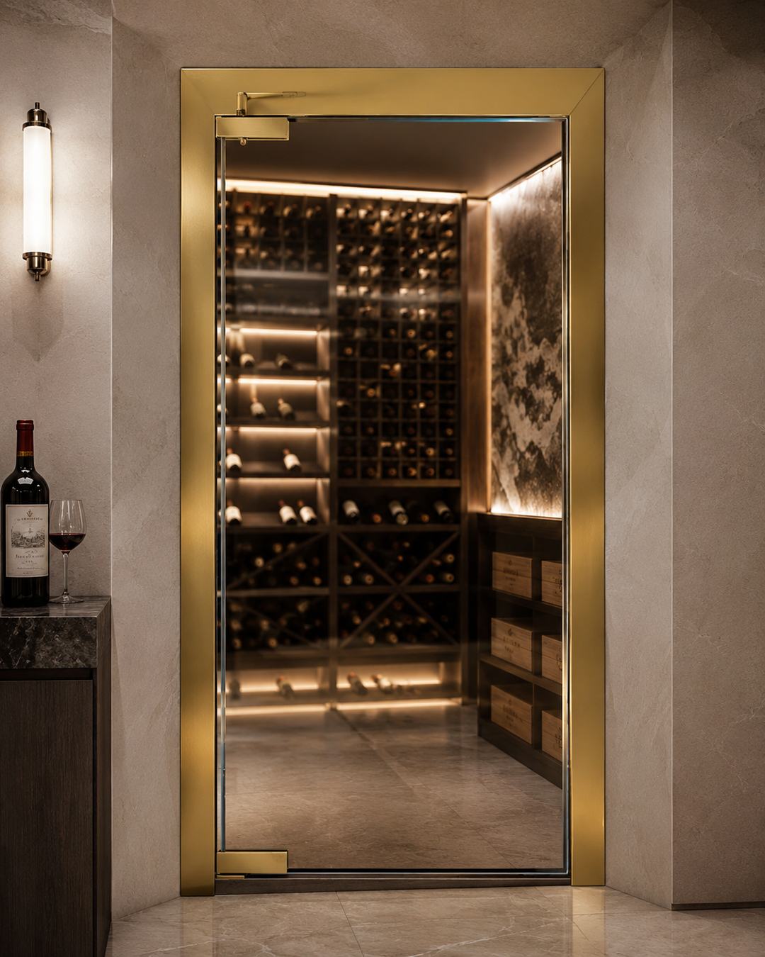 Brushed gold Hydraulic wine cellar heavy duty Industrial 360 Degree Glass Door Hinges 80-110 KG x 2pcs
