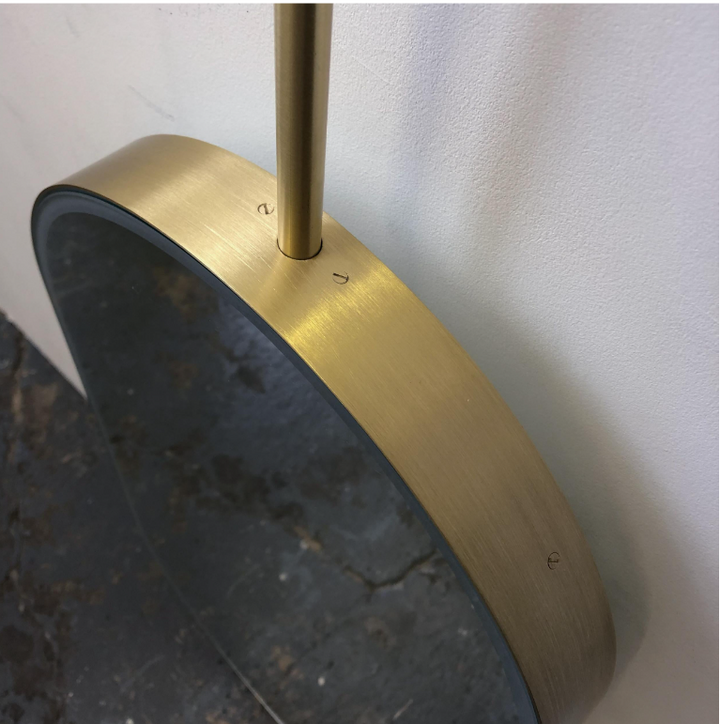 STOCK -Brushed Gold Oval ceiling mount bathroom mirror NO LED 20"x36"X 10"