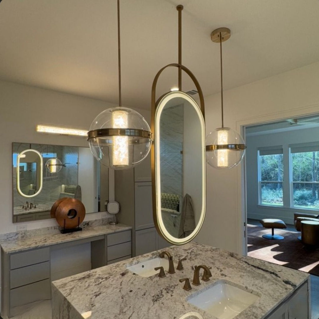 Nordic-Custom- oval shape LED light celing mounted bathroom mirror