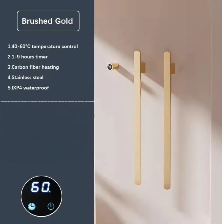 Bathroom Towel Warmer Hidden Wires Electric Heated Towel Rail Temperature Time Control Bath Electric Towel Rack