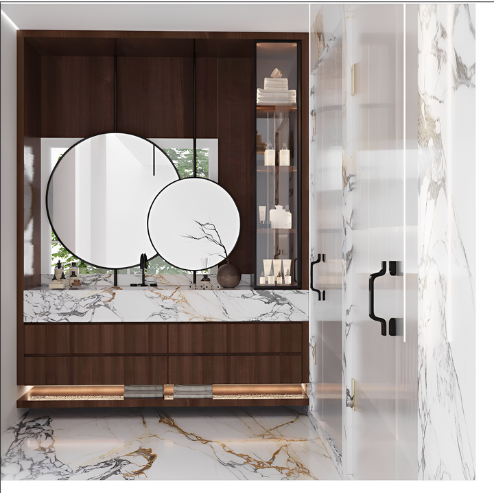 STOCK-Cirque- Black Round 36" OR 24" Ceiling Suspended LED Mirrors