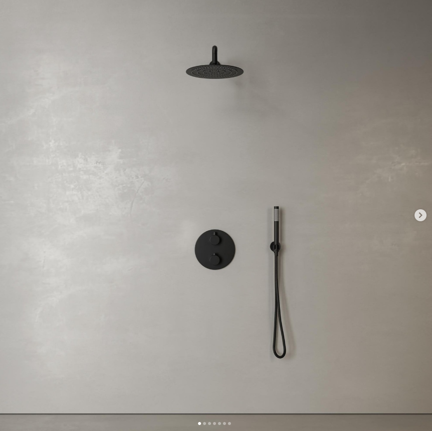 Round Black 2 Way Thermostatic Shower Kit