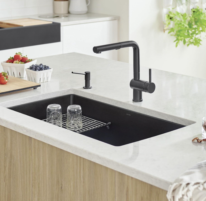 BLANCO 402660 Precis SILGRANIT 32" Super Single Bowl Undermount Kitchen Sink, Coal Black