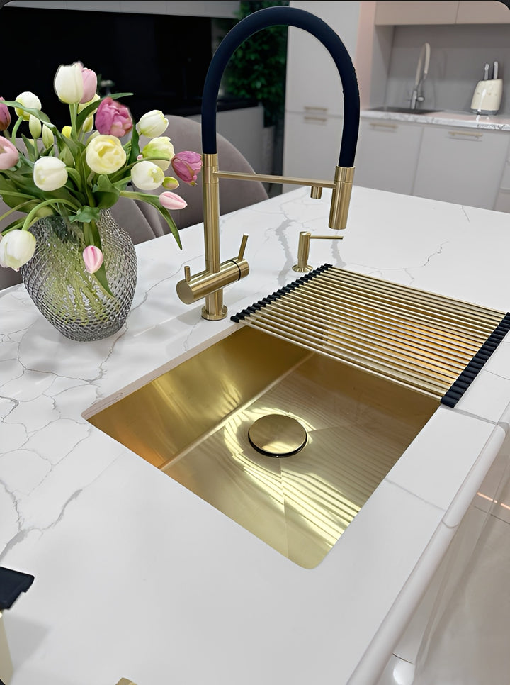 Brazilia 2.0 -Brushed Gold 3 Way  Deck Mounted Kitchen Mixer Tap 360 Rotate Drinking Sink Tap Water Purification Tap Crane For Kitche