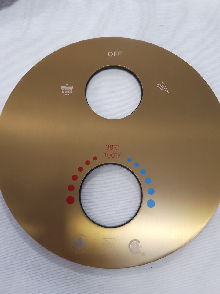 CSA-Brushed Gold Round 16" Inches Rain 2 way function diverter Thermostaic Shower Kit
