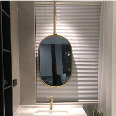 Gold metal Oval ceiling mount bathroom mirror NO LED