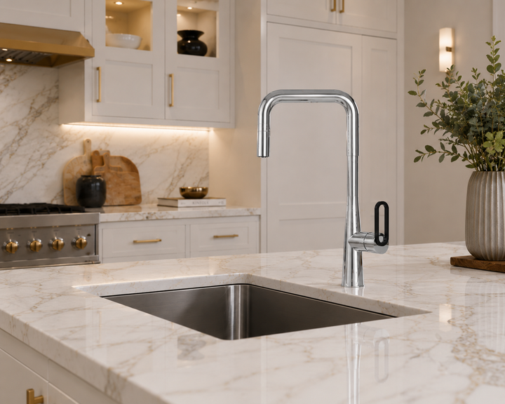 Tulum-White Pull Out Kitchen Faucets Brass Lead Free Sink Faucets Sink Tap Rotating Spout Mixers Tap Hot Cold Water Crane Green