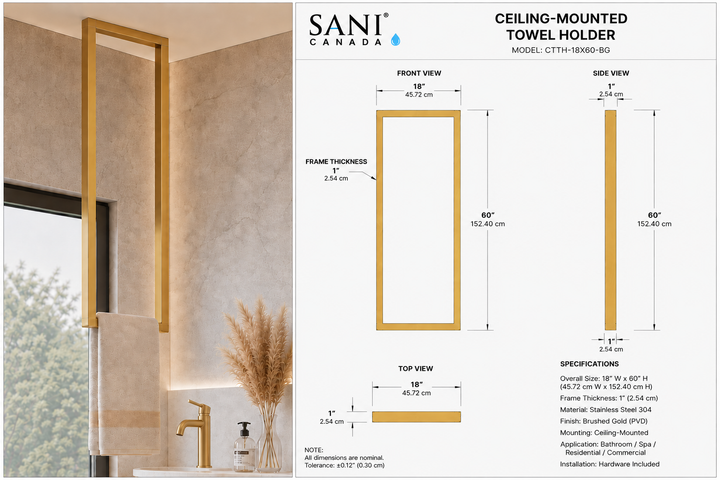 Caroline Custom Ceiling Suspended Towel Holder