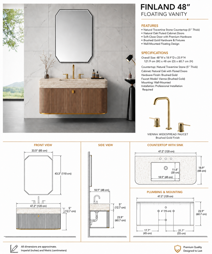 Finland - Grey Gun gloss/ brushed gold steel trim with calcutta natural stone intergrated into 1 sink