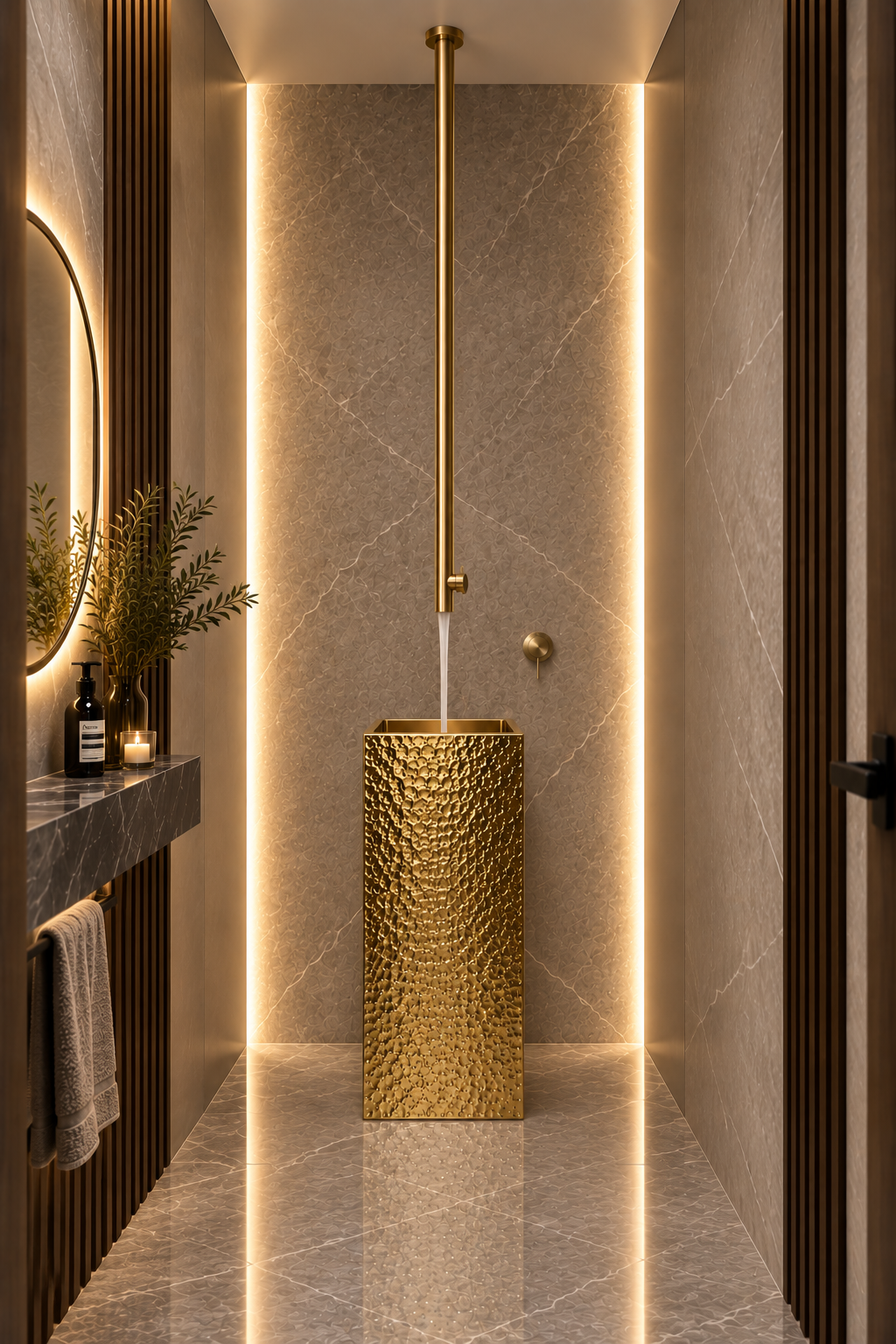 Robinet de salle de bain mural Salvatori Pipe – coupé sur mesure à la commande, 66 po / 169 cm