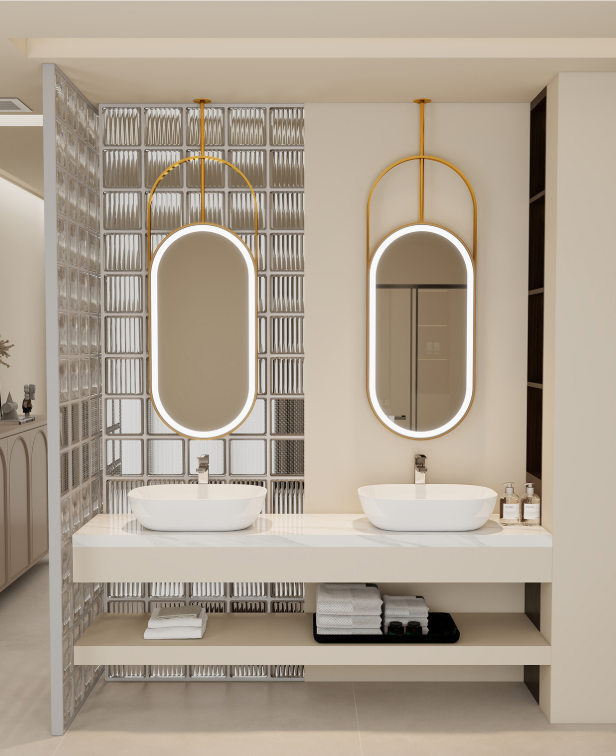 CUSTOM-CELLO-1 Piece Oval LED Ceiling Mount Bathroom Mirror