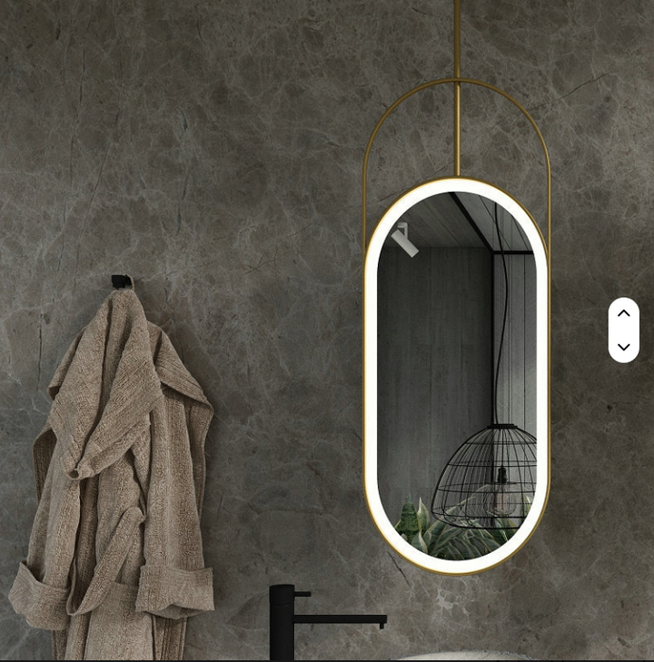 Nordic-Custom- oval shape LED light celing mounted bathroom mirror
