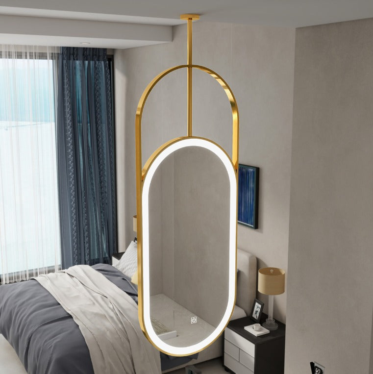 Nordic-Custom- oval shape LED light celing mounted bathroom mirror