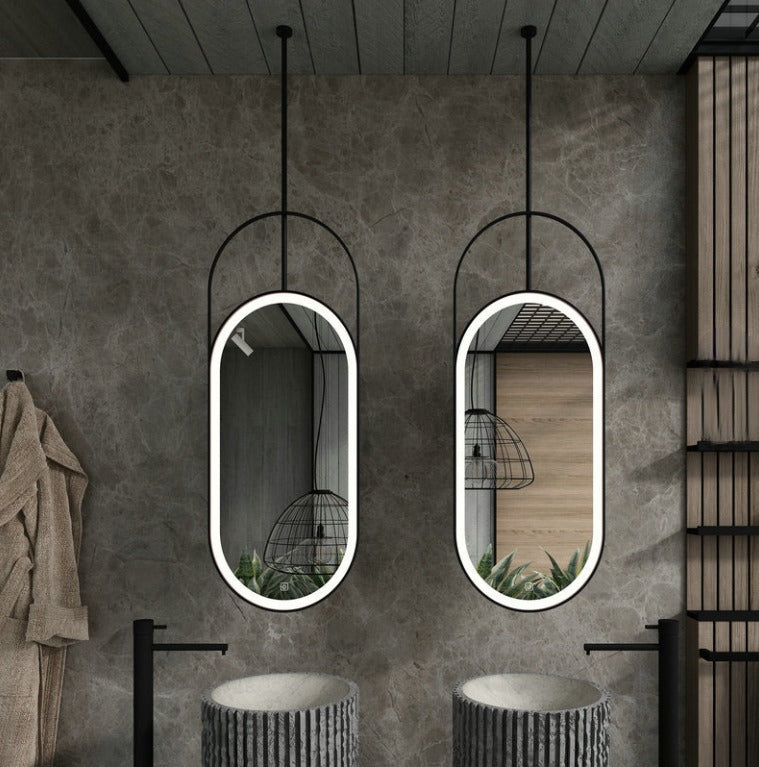 CUSTOM-CELLO-1 Piece Oval LED Ceiling Mount Bathroom Mirror