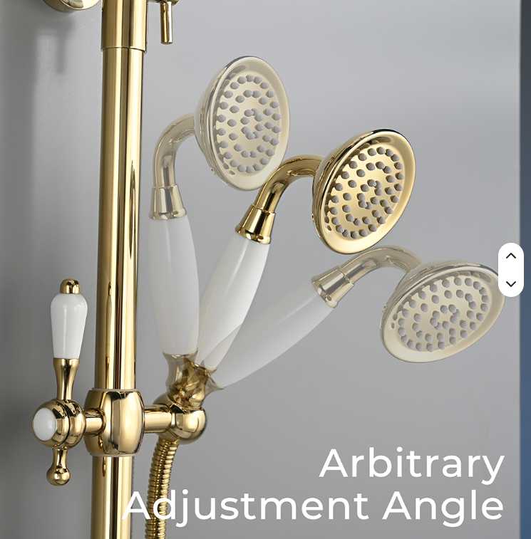 Charles II- Gold Polished Brass Victorian Exposed therostatic 2 way shower system