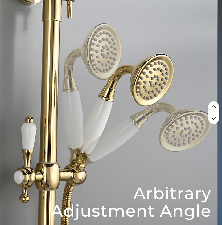 Charles II- Gold Polished Brass Victorian Exposed therostatic 2 way shower system