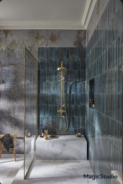 Charles II- Gold Polished Brass Victorian Exposed therostatic 2 way shower system