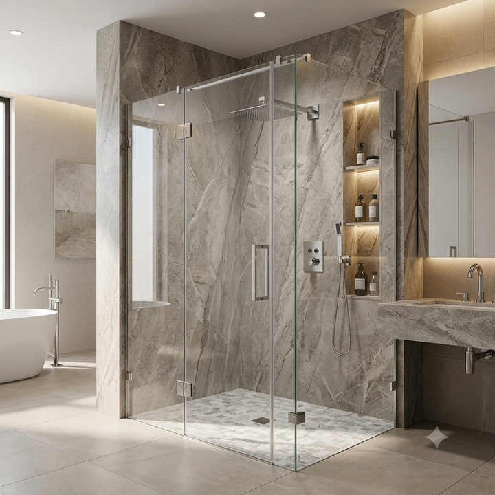 Munich-CSA certified - Chrome square 2 -3 way function diverter thermostatic shower kit
