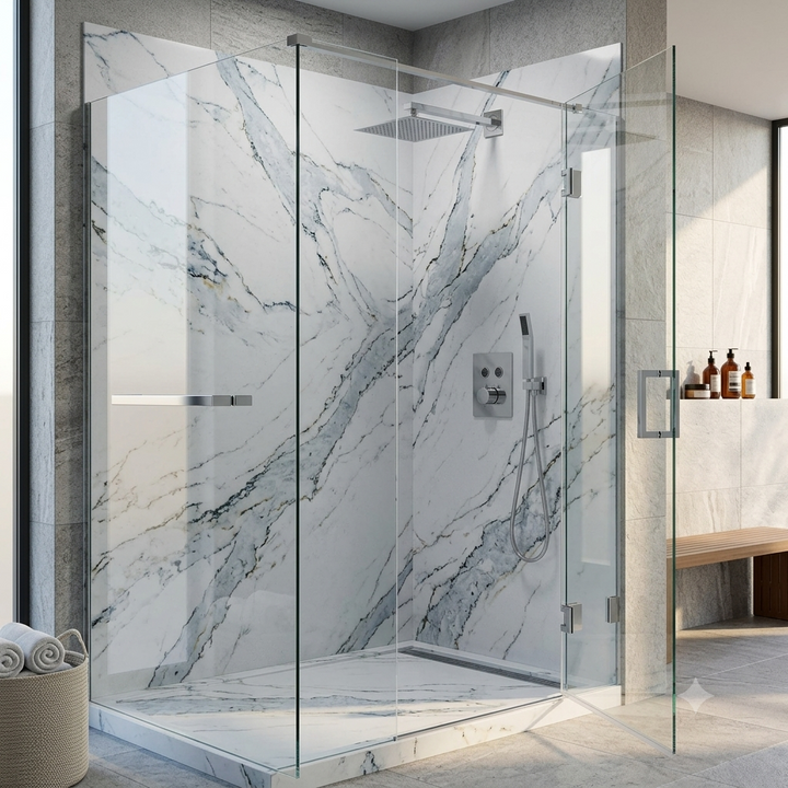 Munich-CSA certified - Chrome square 2 -3 way function diverter thermostatic shower kit