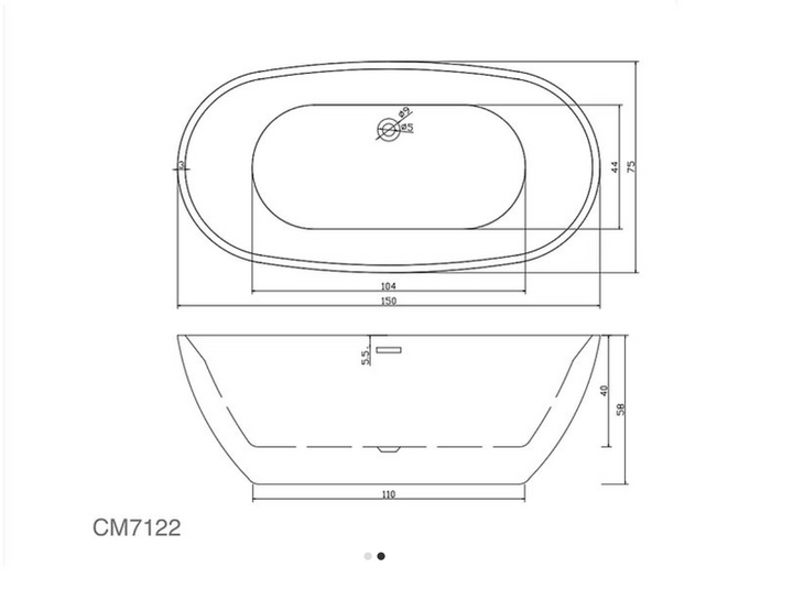 White Oval Freestanding Bathtub 59" X 28"