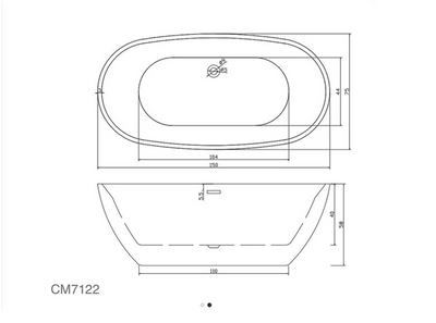 White Oval Freestanding Bathtub 59" X 28"