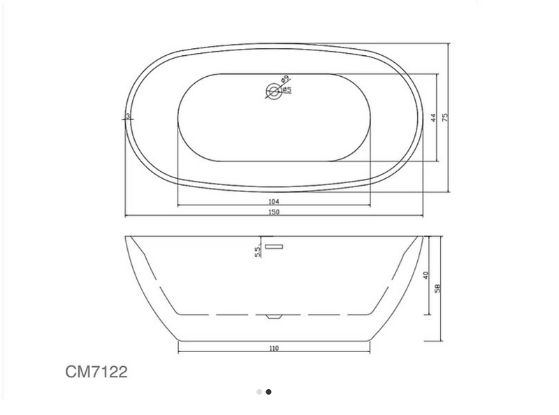 White Oval Freestanding Bathtub 59" X 28"