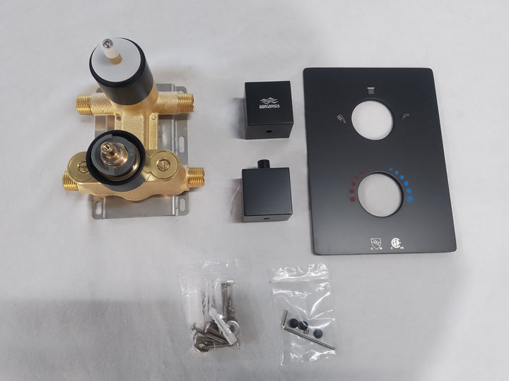 CSA Certified-Black Square 2 and 3 way function thermostatic shower kit