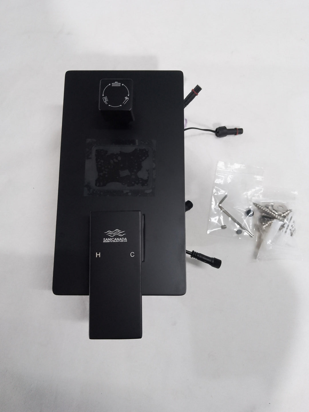 TOKYO-Black CSA  Square Ceiling Mount LED Temperature Thermostatic Control With 6 Body Jet Massage Sprayers Completed Shower Kit