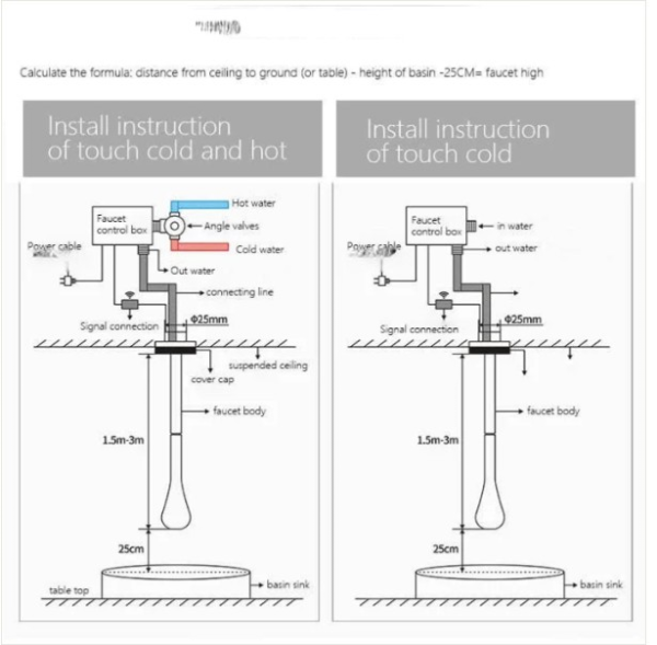 Black Commercial Celing Faucet Pipe with Morion Sensor Faucet