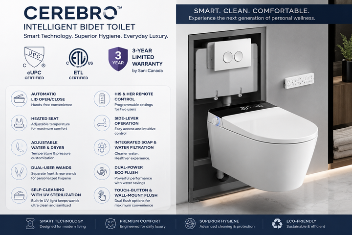 Sani Canada wall hung smart bidet toilet Completed Kit
