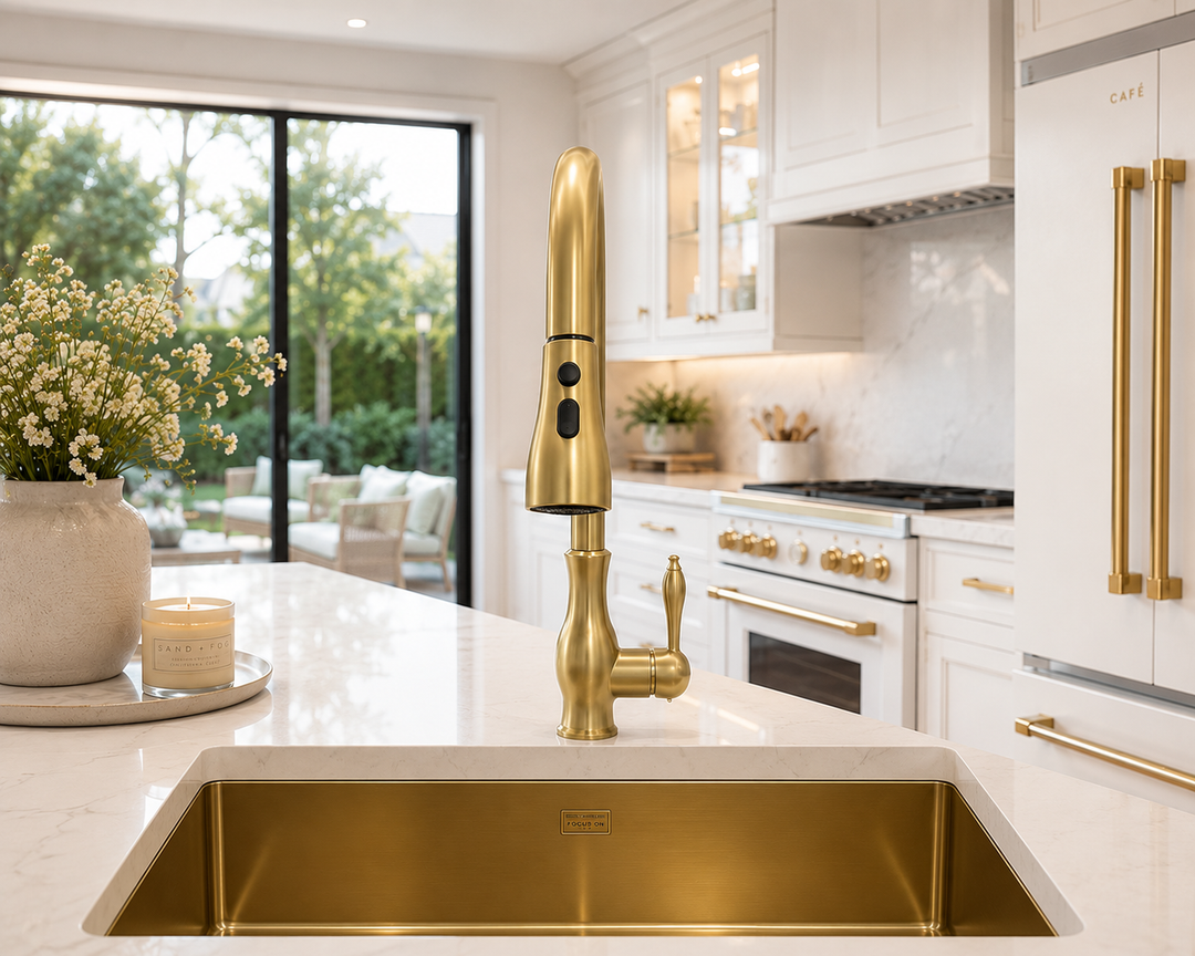Brushed Brass-16 Gauge Commercial Grade Kitchen Sink Single Bowl 304 Stainless Steel with Nano Coated Technology