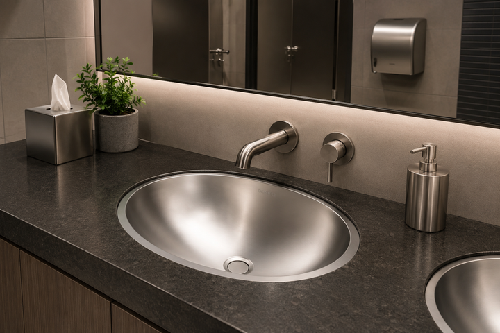 Stainless steel oval commercial undemount bathroom sink