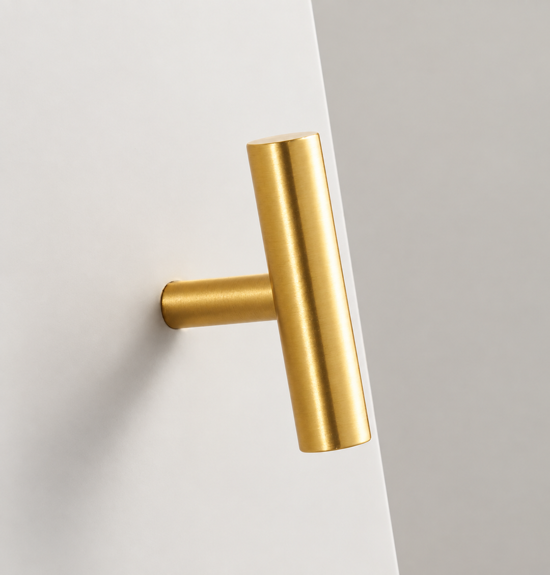 Nurlin Solid Brass Round Rod T-shaped Cabinet Handle Extended Long Wardrobe Drawer Refrigerator Kitchen door Pull Furniture