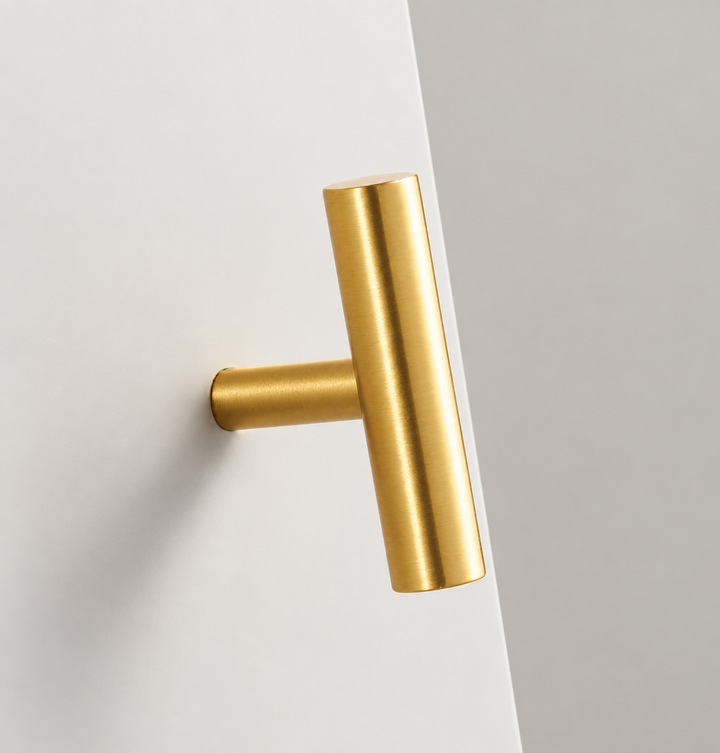 Nurlin Solid Brass Round Rod T-shaped Cabinet Handle Extended Long Wardrobe Drawer Refrigerator Kitchen door Pull Furniture