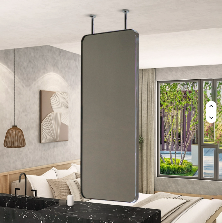 Custom-Chrome Rectangular celling mounted led bathroom mirror