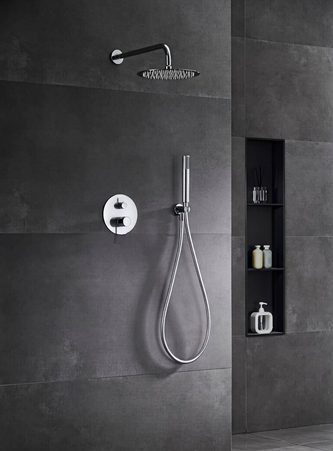 Chrome round thermostatic shower kit -CUPC
