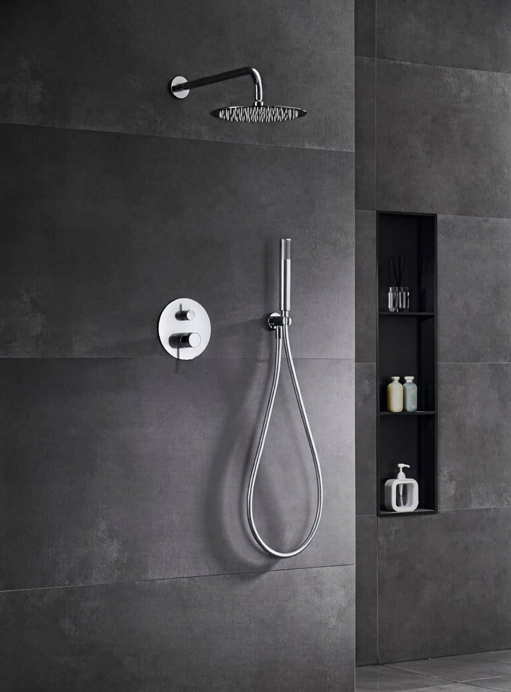 Chrome round thermostatic shower kit -CUPC