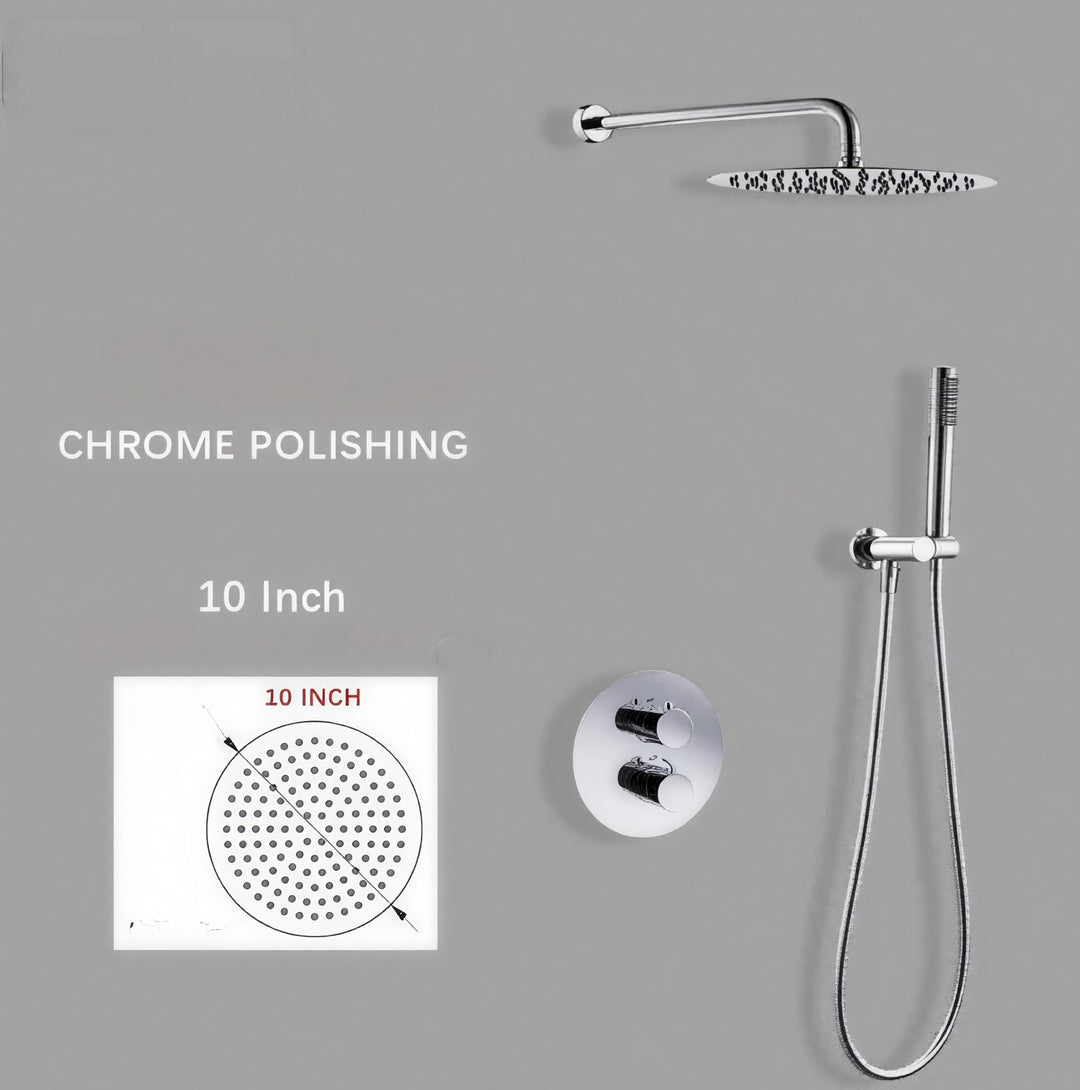 Chrome round thermostatic shower kit -CUPC