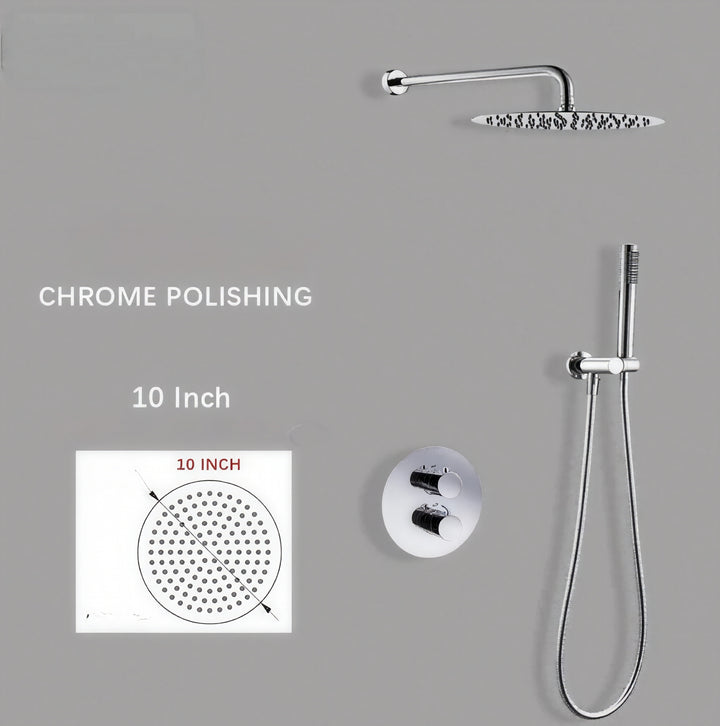 Chrome round thermostatic shower kit -CUPC