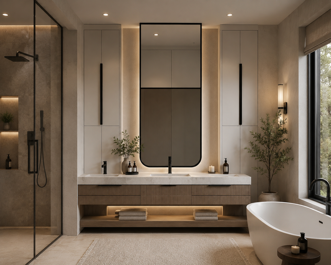 Dinamarka II- Square Ceiling Mount LED Bathroom Mirror