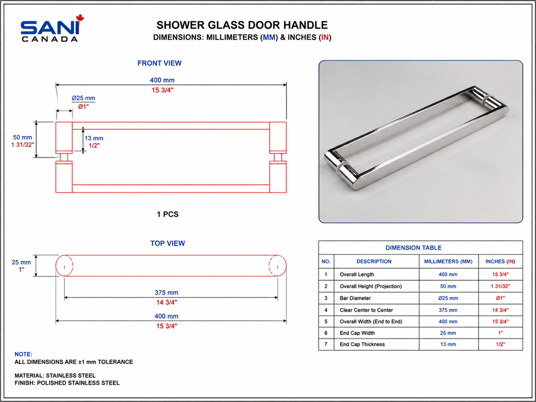Colors shower glass door handle