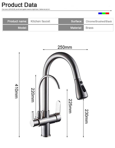 Chrome 2 way reverse Osmosis and kitchen faucet pull out spray and 5 Stage reverse osmosis system kit included