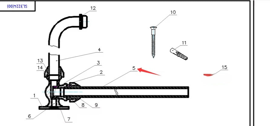 RYAN 24 Inches custom extension pipe for Elisabeth exposed shower system